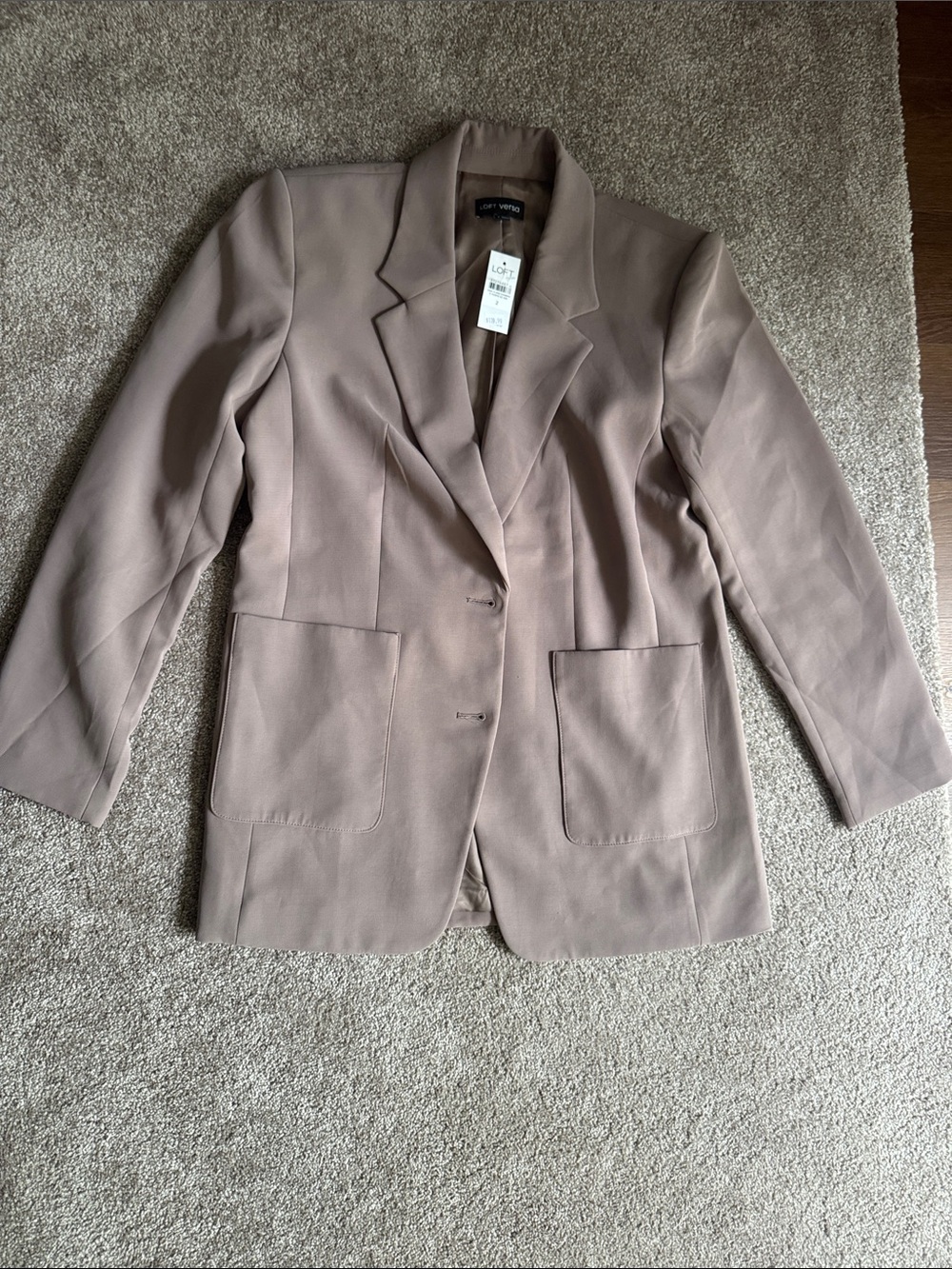 LOFT Taupe Single-Button Blazer